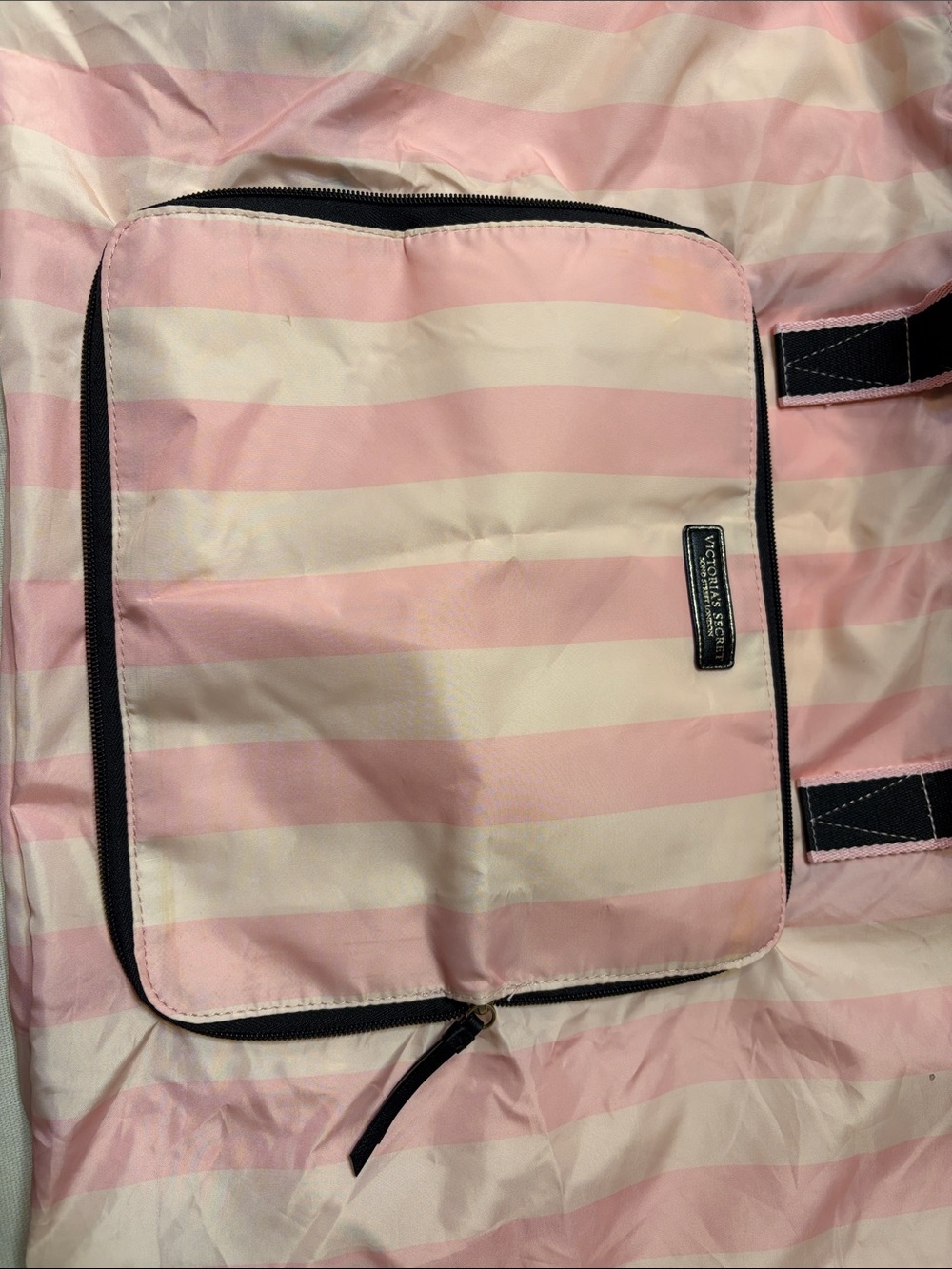Victoria's Secret Pink and Cream Striped packable weekender/getaway tote - Picture 6 of 8